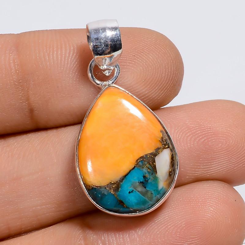 

Awesome Top Grade Qualite 100% Natural Oyster Turquoise Pear Shape Ethnic Style Handmade Jewelry 925 Steling Silver Pendant 1.2 WSJ-5055 1.2