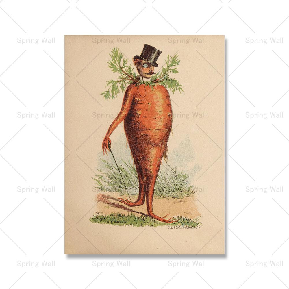 

Винтажный Смешной Кухонный Постер Человек на Моркови Любопытная Еда Настенный Арт Принт Холст Картина Антикварная Странная Картинка Викторианское Искусство Декор 21x30cm No Framed