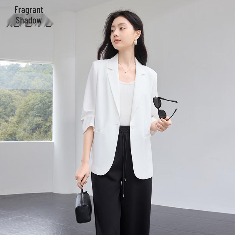 Women s Summer White Oversized Blazer S