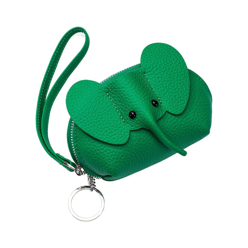 Sturdy Genuine Leather Elephant Designs Card Holders Zippered Wallet for Women