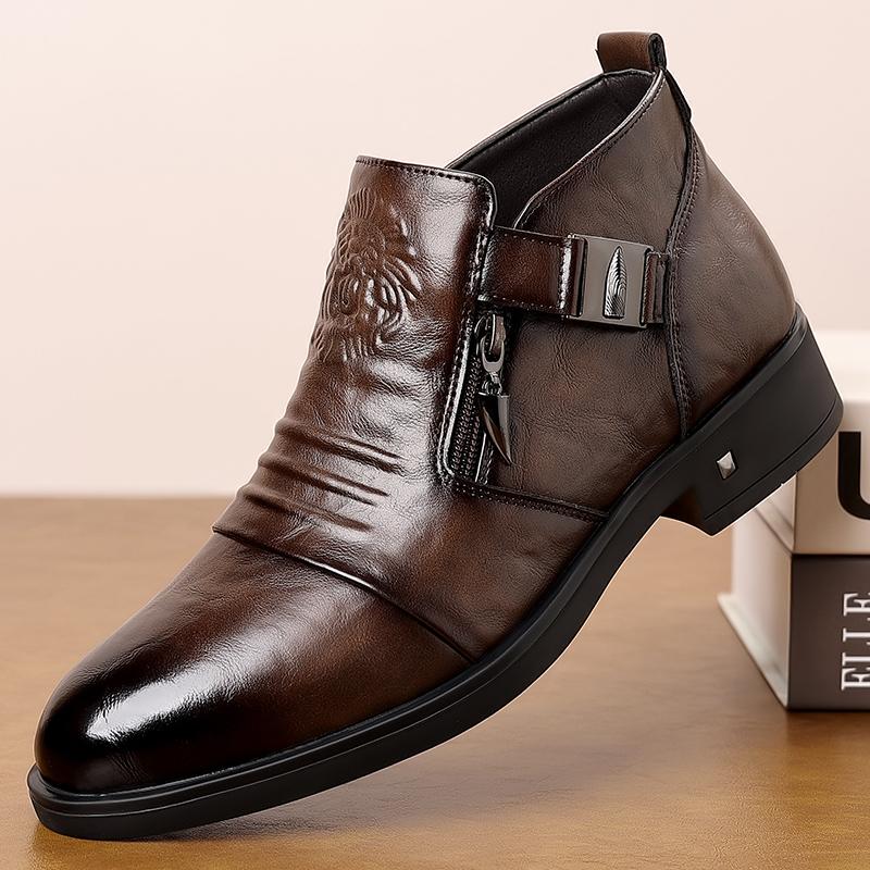 

Модные Высококачественные Осенние Мужские Новые Удобные Кожаные Повседневные Кожаные Туфли Модные Мужские С Боковой Молнией Заостренные Теплые Повседневные Короткие Ботинки 43 коричневый