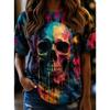 Fashion Women Retro Creative Skull Print T Shirt Funny Casual O-neck Short Sleeves T-shirt Summer Female Tee Shirt