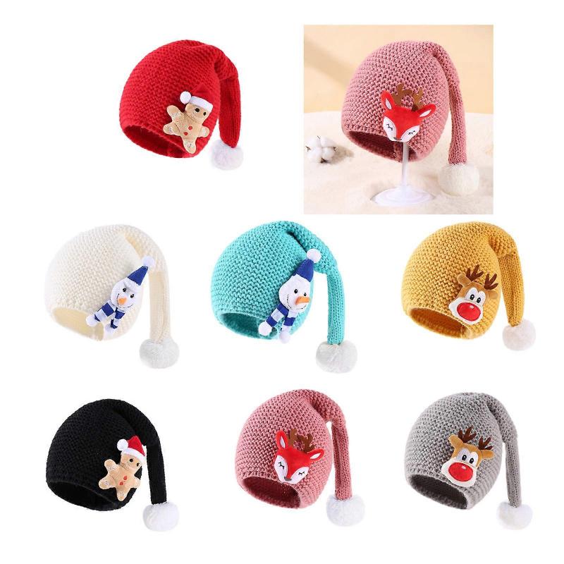Children Christmas Beanie Hat Cute Cartoon Knitting Cap Baby Hat Soft Warm Bonnet Great Party Gift for Holiday Season  Yellow