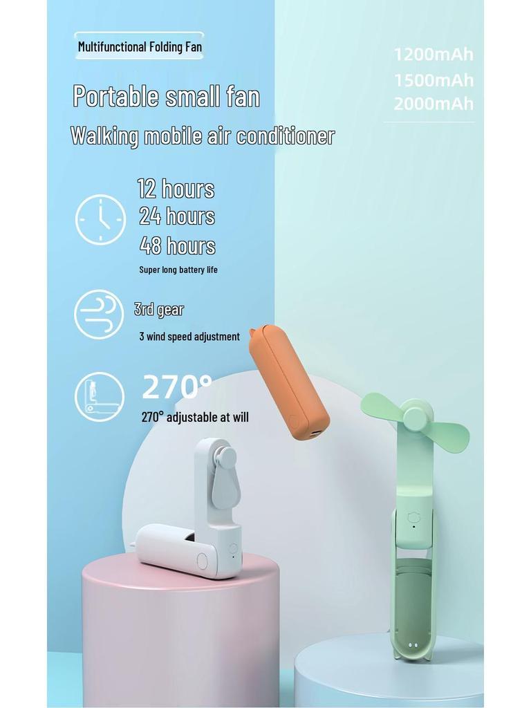 Portable Two-in-One Mini Fan & Power Bank with Long Battery Life for Outdoor Use