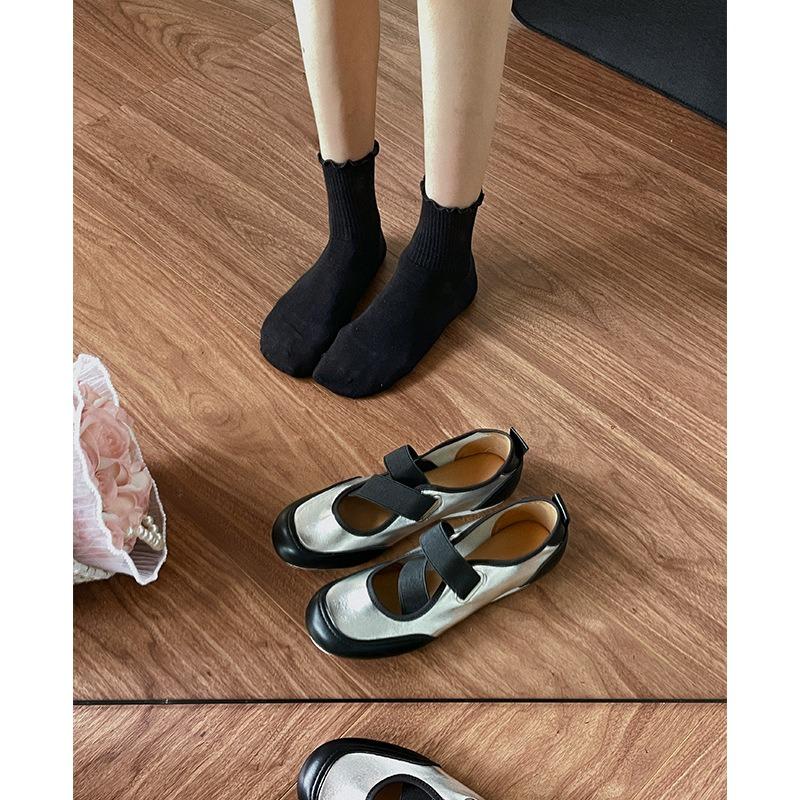 New, Platform Sports Shoes Fashionable Silver Casual Soft-soled Mary Jane Shoes Spring Versatile Thick Heel Small Leather Shoes Women