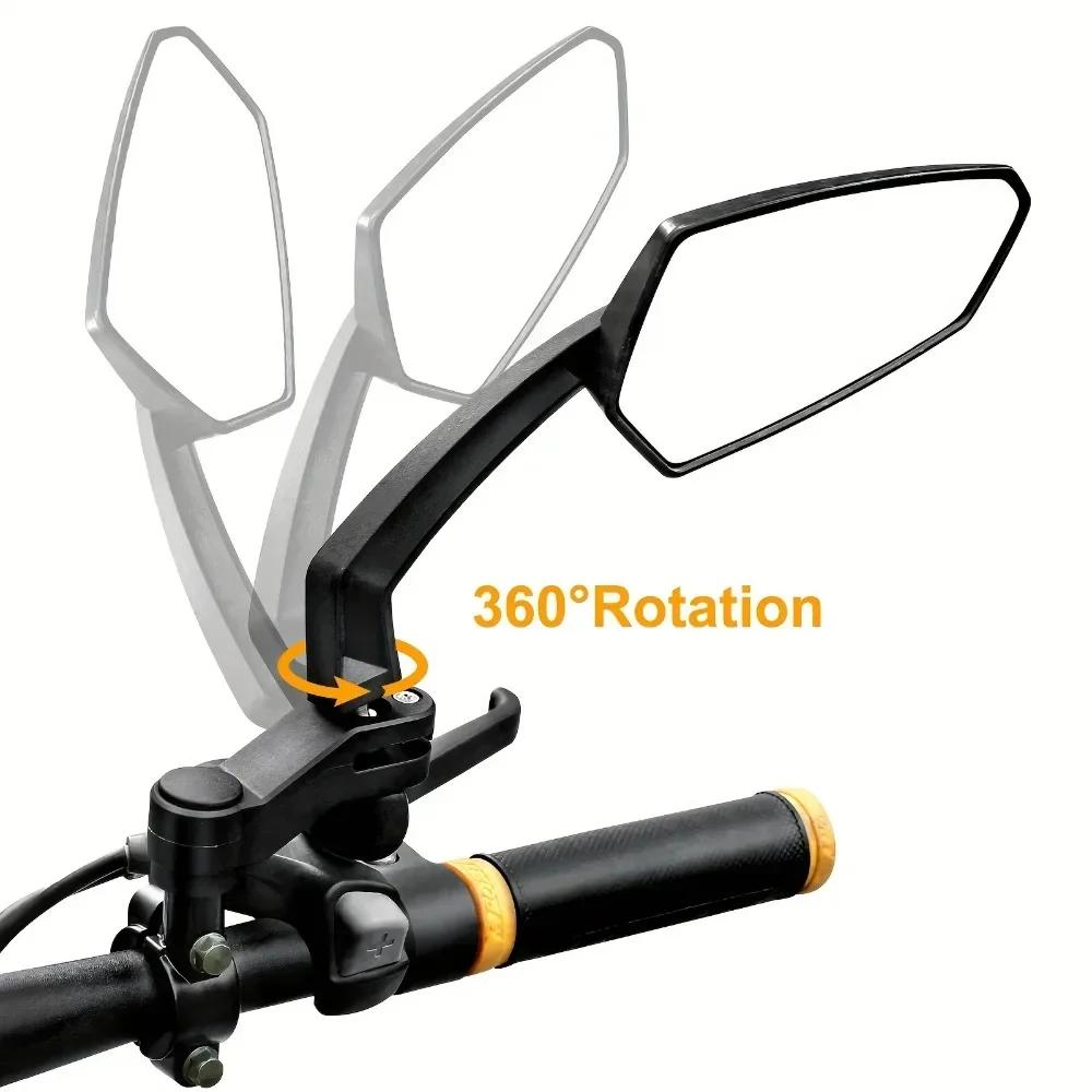 Universal Bike Handlebar Rear View Mirrors 360° Rotatable Wide Angle Safety Glass for Bicycles E-bikes