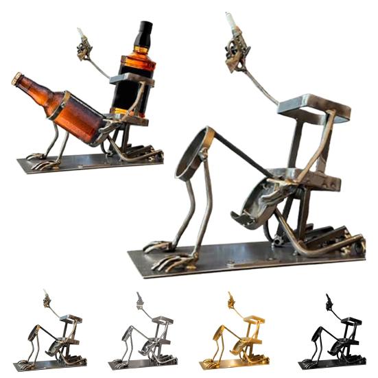 Metal Skeleton Wine Bottle Holder Steampunk Style Skull Coke And Wine Bottle Stand for Whiskey Beer Gothic Halloween Home Decoration