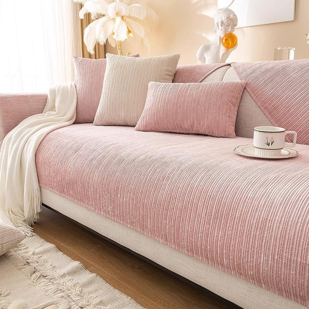Chenille Fabric Sofa Covers Full Coverage Universal Fit All Season Simple Design Cushion Protector for Living Room