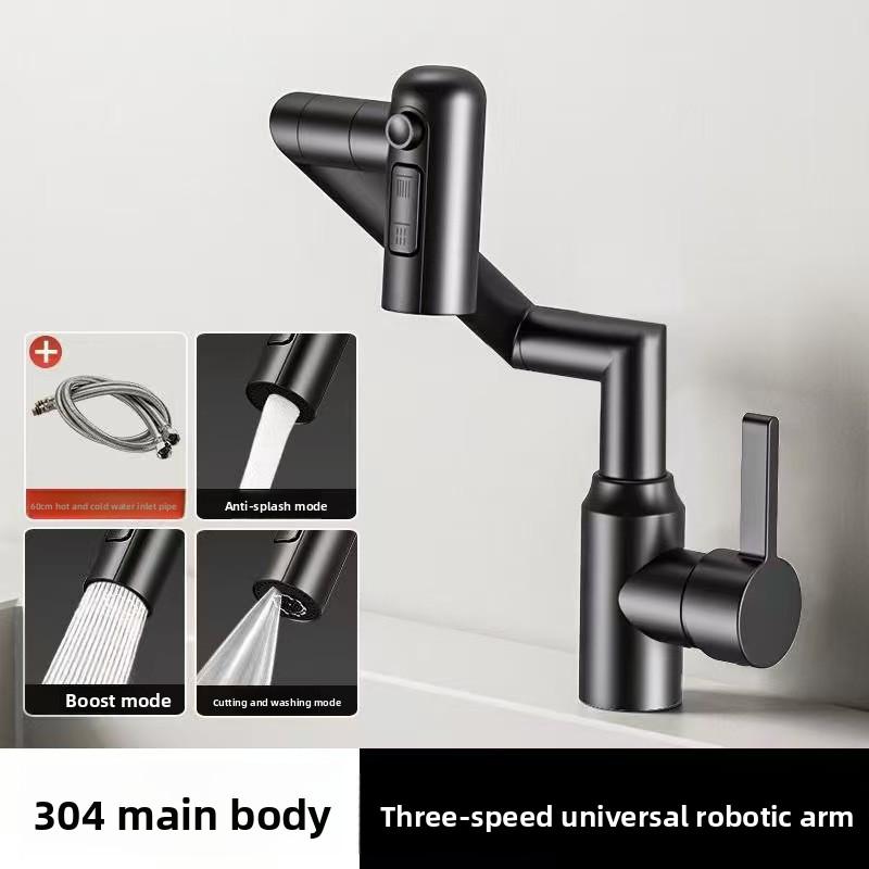 

Mechanical Arm Digital Display Basin Faucets Hot and Cold Tap Universal Rotation Multifunctional Bathroom Faucets Deck Mounted G1/2
