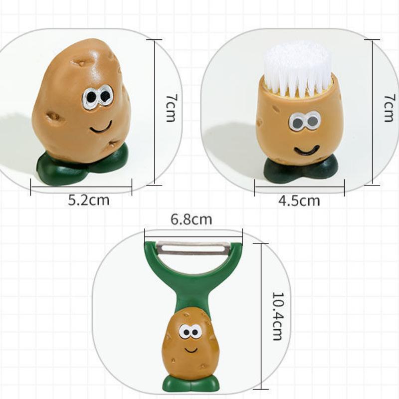 Nerezový kartáč na čištění zeleniny, škrabka na brambory, kartáč na čištění ovoce a zeleniny, lehký a odolný, snadno se přenáší