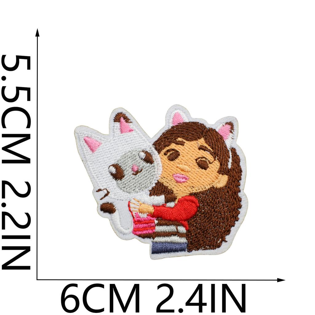 Little Girl Embroidery Cloth Sticker Pet Kitten Patch Sticker Clothes Decoration Cartoon Kitten Computer Embroidery Chapter Sticker