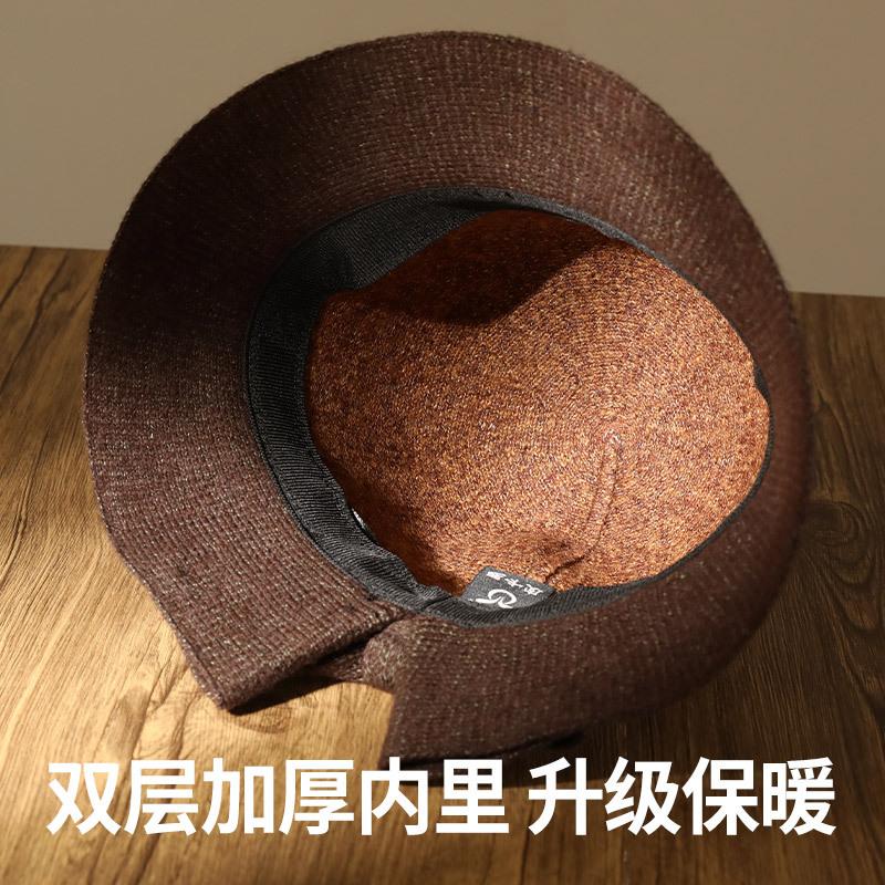 Middle and Old Ladies Hat Outdoor Warm Knitted Wool Basin Hat Bow Fashion Bucket Hat Short Brim Top Hat