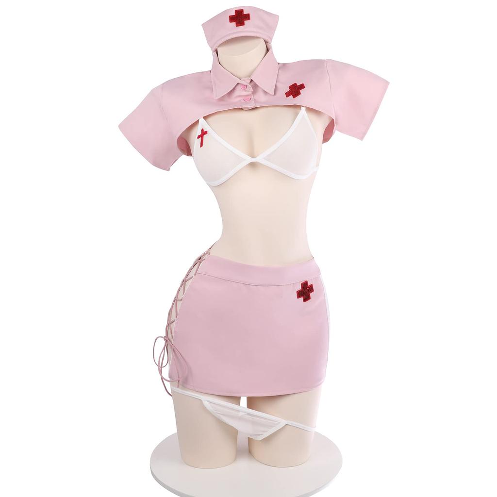 Sexy Nurse Cosplay Uniform with Erotic Nurse Mini Halloween Pink [SENMHS] Bondage, Costume, Skirt, Lingerie, Women's, Costume, Photoshoot,