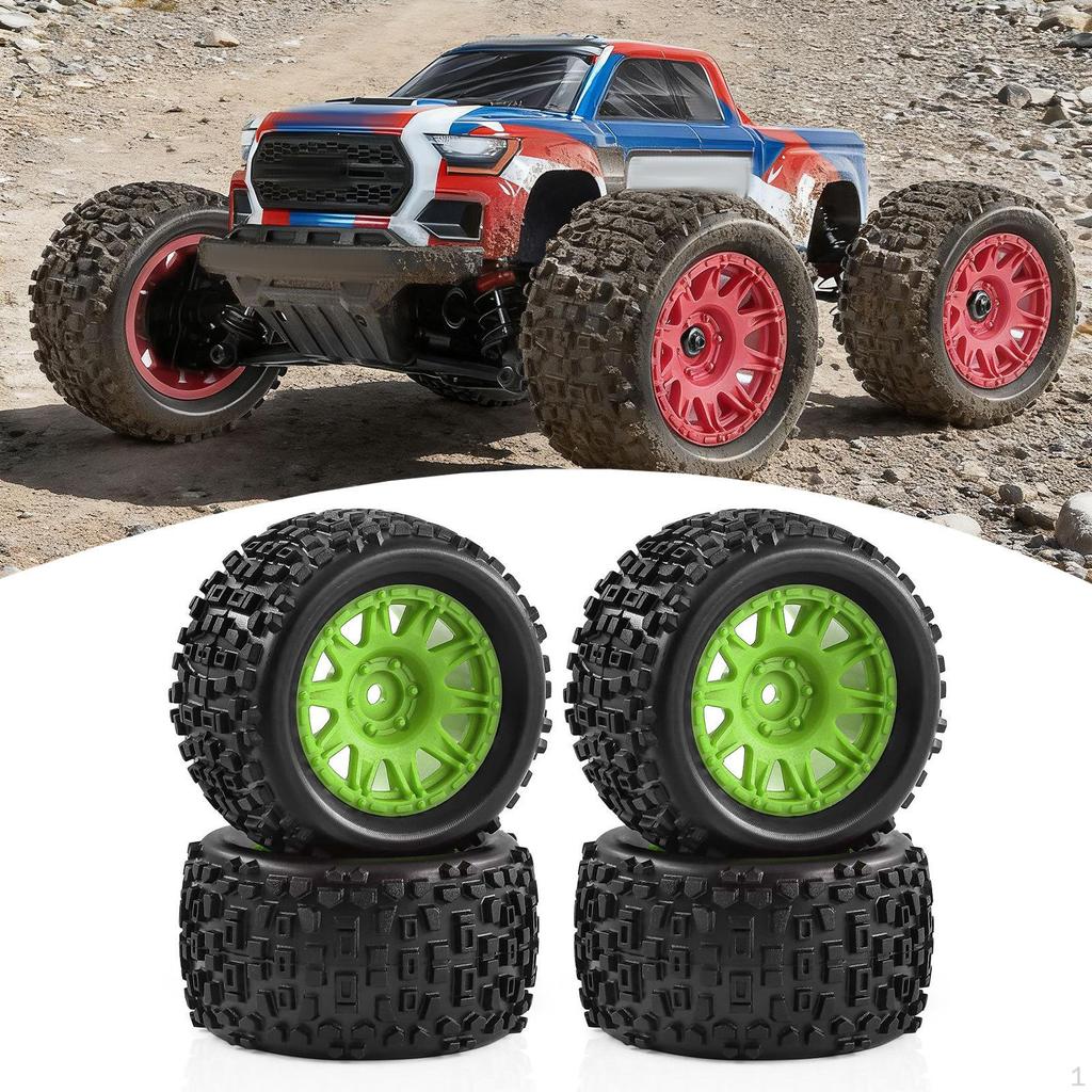 4 Pieces 1/18 RC Car Wheels and Tires Accessories Portable, Sturdy Easy to Install Direct Replaces,