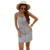 Summer a-word suspender skirt slim-fitting waist strap striped dress