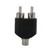 2pcs Home Black TV Y Splitter Audio Adapter Converter 3.5mm To 2 RCA Female Male