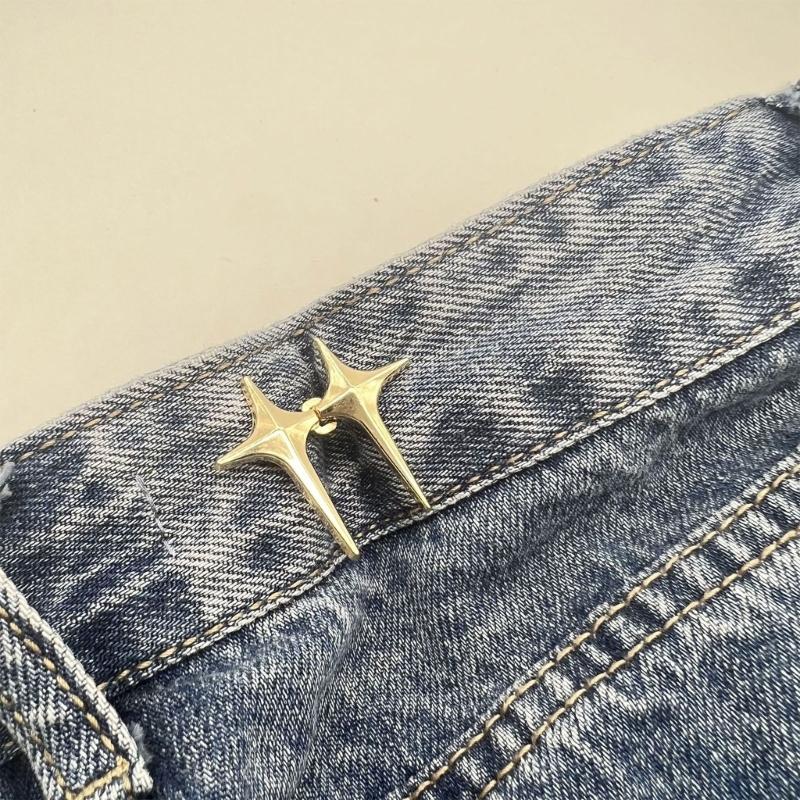 Detachable Fashion Shaped Jean Button Clasps Waist Extender Pin Jean Button, No Sewing Required, Fit Instant Jean Button