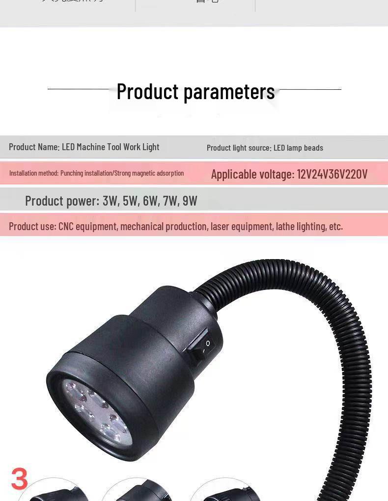 24V Magnetic Flexible Arm LED Work Light for Machine Tools