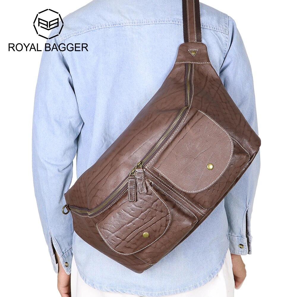 

Винтажные сумки через плечо Royal Bagger, сумка-мессенджер из натуральной кожи большой вместимости, текстурированная деловая сумка для мужчин 1675 чёрный