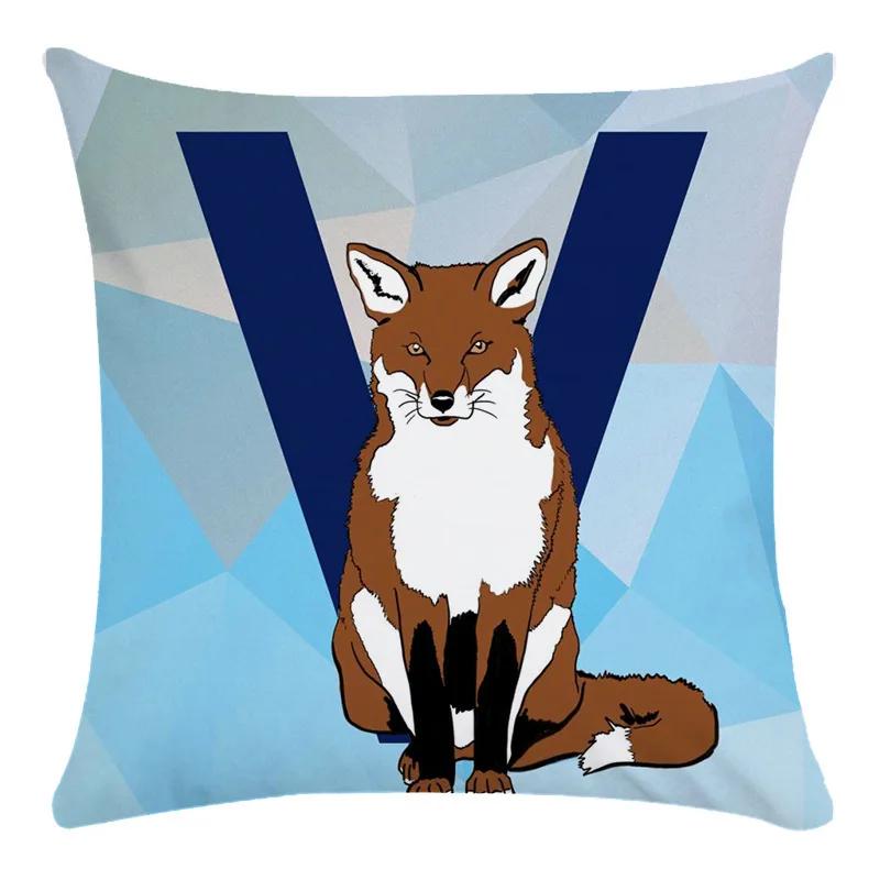 Animal Print Pillowcase Cushion Cover Super Soft Peach Skin  Fashion Blue Letter