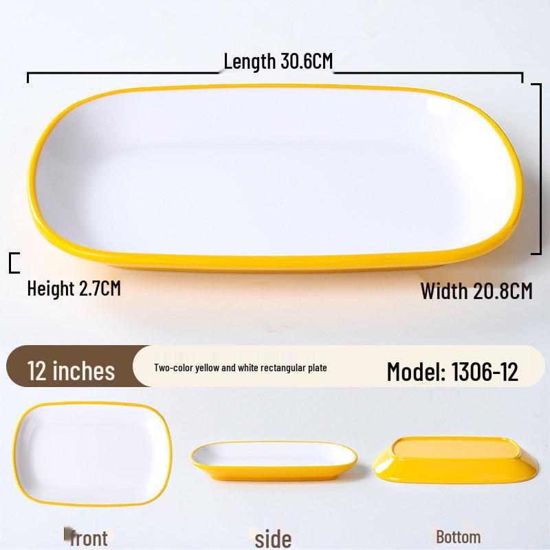 A8 Melamine Rectangular Plate for Rice, Noodles, BBQ, and Hot Pot.