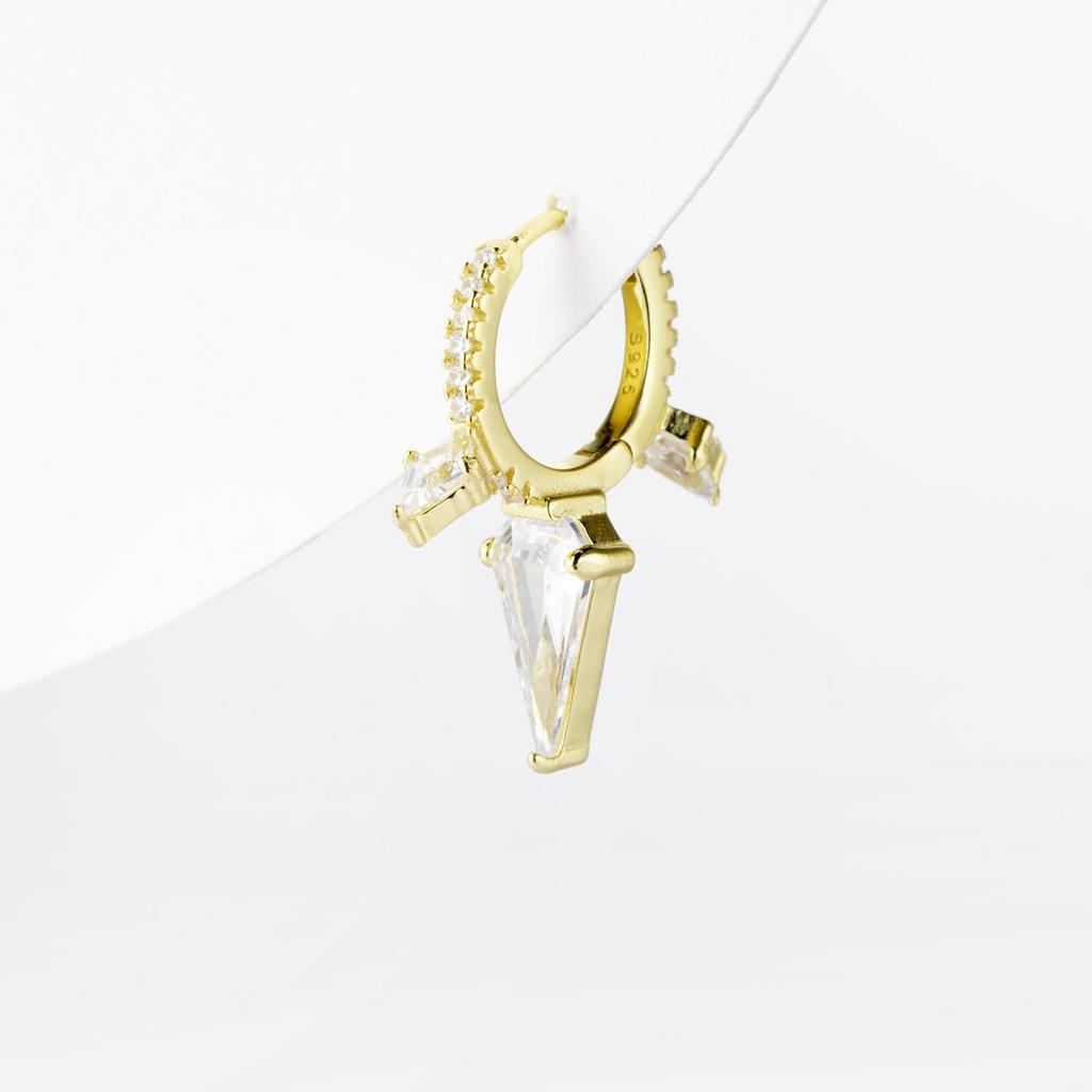 ANDYWEN Cercei tip cerc triunghiular din argint sterling 925 cu CZ, bijuterii fine de lux, piercing, bijuterii rock punk, cadou