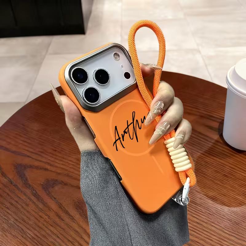 

Custom Name Letter Personalized Large Window Magnetic Attraction Phone Case For iPhone 17 16 15 14 13 Pro Max Air With Lanyard For iPhone 13