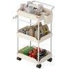 Storage Cart, 3 Baskets, Towel Rail, Wheels, Handle, Metal Frame, White