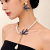Beads Woven Baroque Pearl Necklace Animal Geometric Earrings Fashion Women's Jewelry Set  Gift
