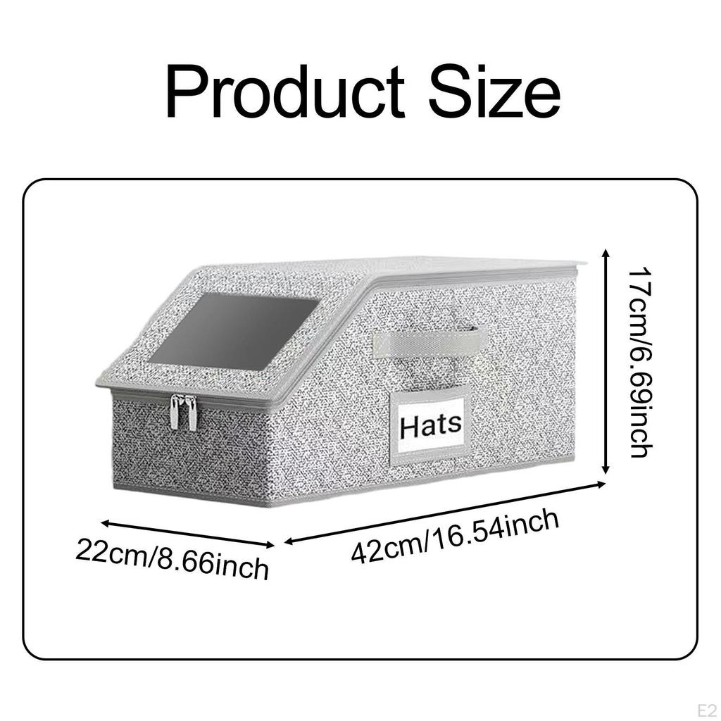 Hat Storage Box Baseball Cap Organizer Clear Lid Multifunctional Foldable Container