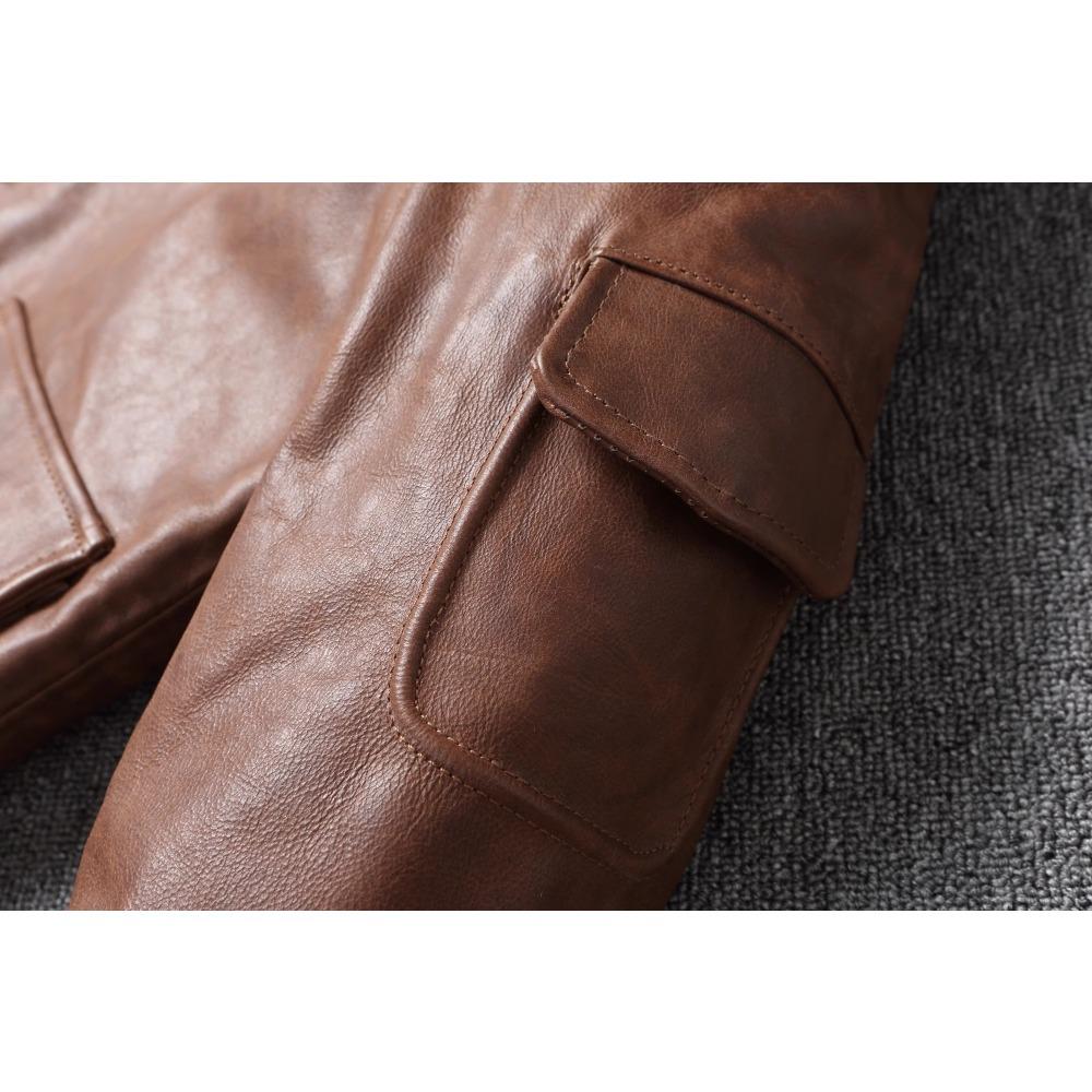 Chinese Size Brown Black Real Cowhide M65 Hunting Leather Jacket Men Genuine Leather Coat Winter Pockets Jackets
