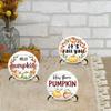 Hand Painted Wooden Pumpkin Tray Alphabet Ornament 3pcs Fall Thanksgiving Round Plate Home Decor Craft Painting