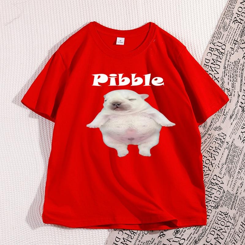 Pibble Graphic T Shirts Personality High Quality Printed Cotton Fun Tshirt Round Neck Short Sleeved Tops Streetwear Clothes