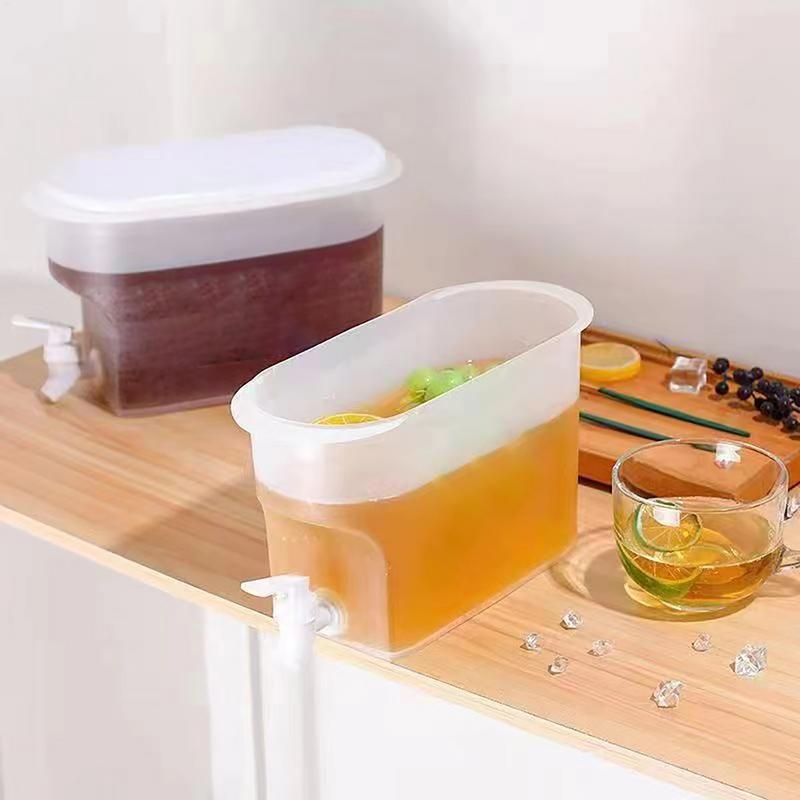 3,5 l Wasserkessel mit Zapfhahn Getränkespender Kaltes Saft Limonade Getränke Eimer Flüssigkeitsspeicher Tank Outdoor Kühlschrank Organizer