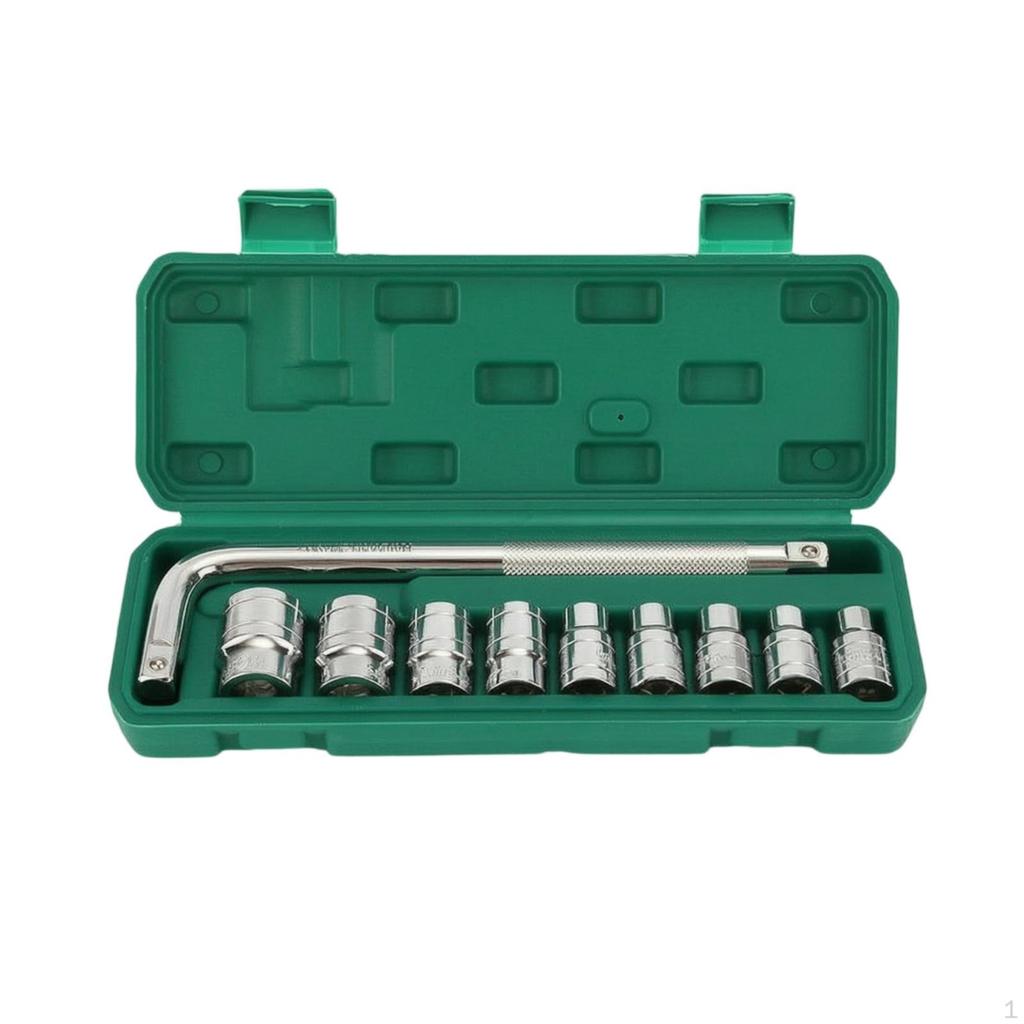 LShaped Socket Wrench Set Textured Grip with Case ChromeFinished Tool Kit