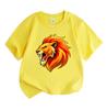 Kids Boys Girls Crew Neck Short Sleeve 100% Cotton T-Shirt, Cool Roaring Fire Lion Head Graphic Casual Soft Summer Tees Tops for Children Daily Wear