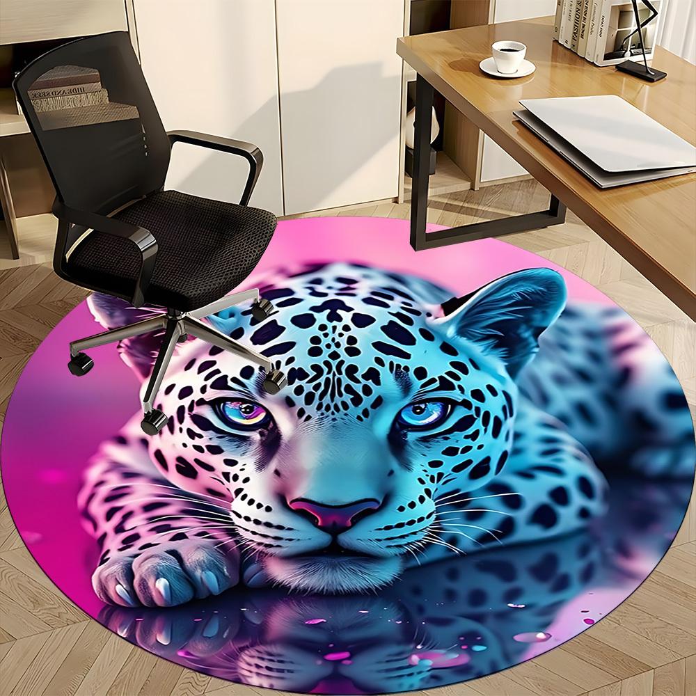 1pc Leopard Print Chair Carpet for Office Non-Slip, Machine Washable Rug for Office, Room - Holiday Decor, Machine Made yy251016129