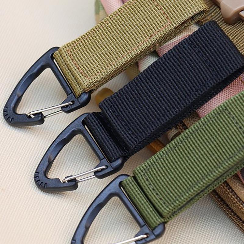 Nylon Tessuto Camping Escursionismo Nastro di Nylon Portachiavi Molle Zaino Triangolare Marsupio con Gancio di Fissaggio Fibbia Strumento da Arrampicata