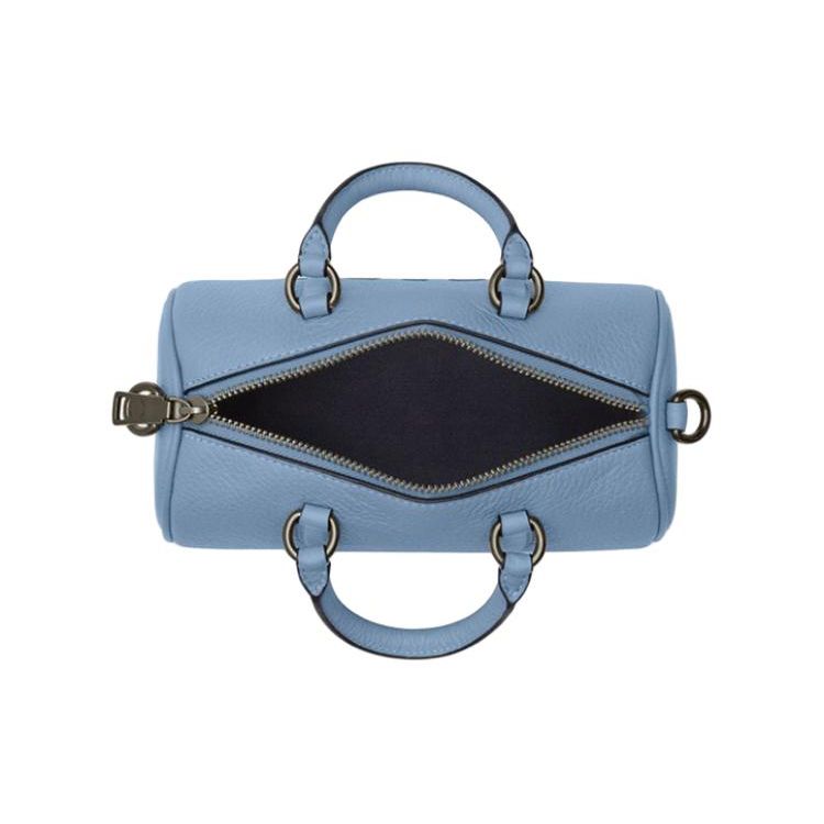 Coach Rowan 25 Logo Print Zipper Closure Leather Boston Bag Crossbody Handheld Shoulder Bag Small Women bags Blue CR206-QBCFL