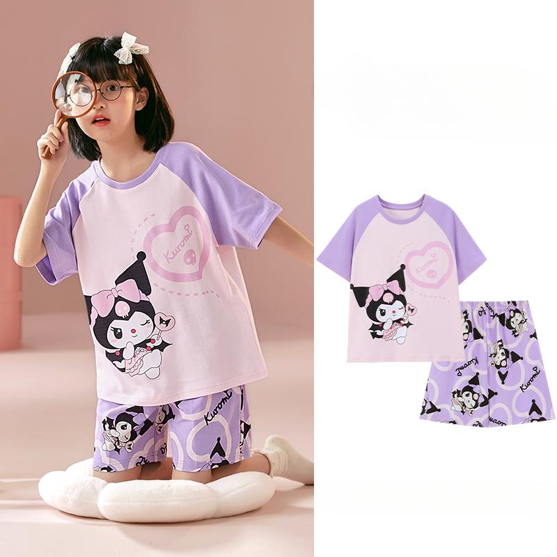 2025 MINISO Modisches und niedliches Cartoon-Anime-Print Jungen- und Mädchen-Kurzarm-Pyjama-Set für den Sommer Kinder-T-Shirt+Shorts 2-teiliges Set