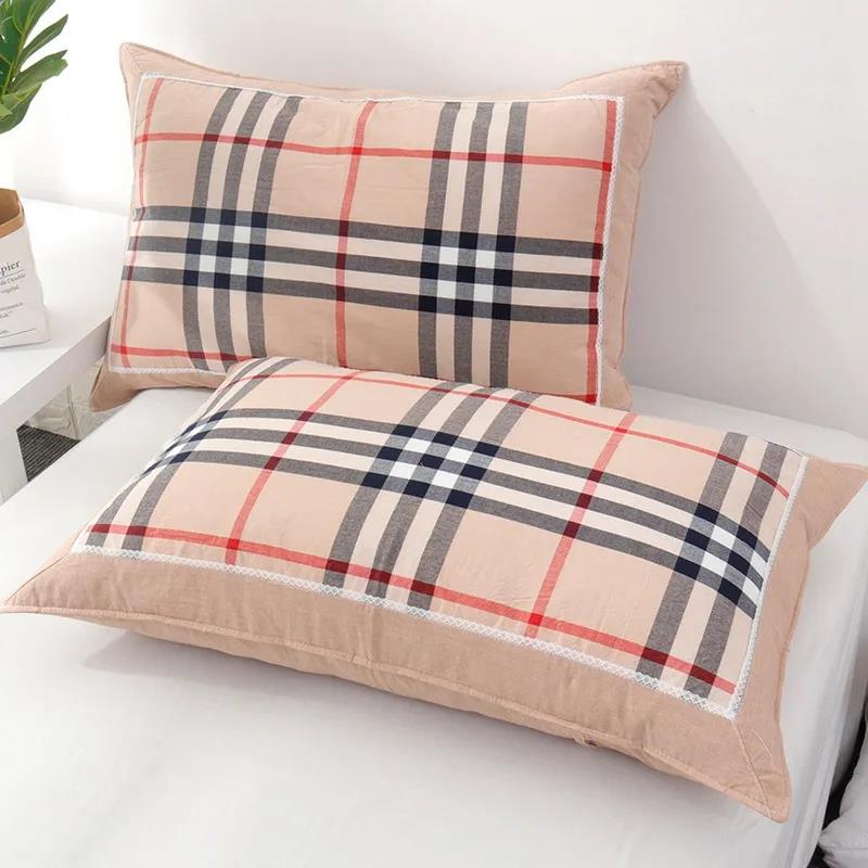 

Наволочка из чистого хлопка, утолщенная одинарная двойная наволочка 48x74 см, кружевная наволочка в клетку