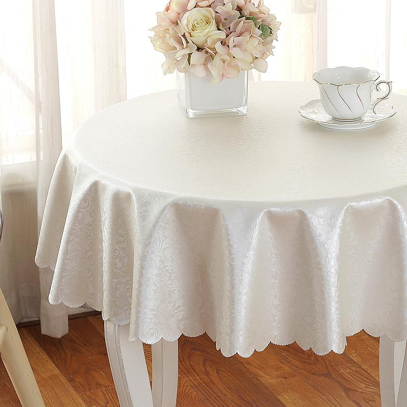 European Style Fabric Wedding Pad Round Household Printed Waterproof Desk Cloth Solid Color Hanging Non Washable Tablecloth