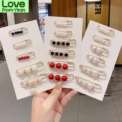 5 /10 Stück /Pack Emaille-Pins Perlen-Ausschnitt Broschen Kleine Kragenrevers Schal Schnalle Pin Fixierte Kleidung Unsichtbare Brosche Schmucksets