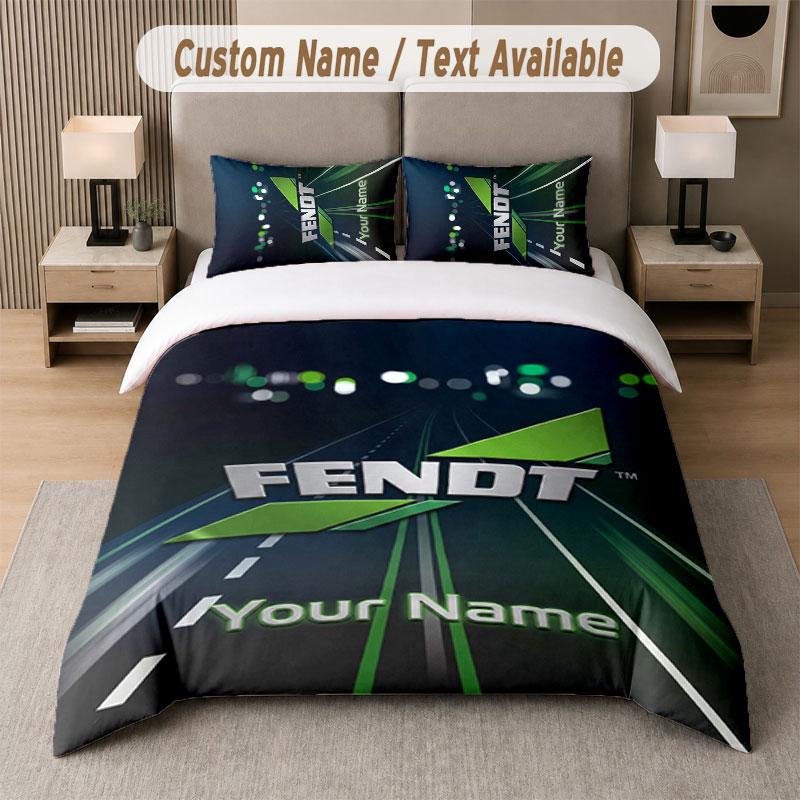 Set Biancheria da Letto Personalizzato Fendt, Stampa Nome Testo 1 Copripiumino più 2 Federe Tessile per la Casa
