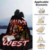 Kanye West Rapper Portrait Collage Print Flannel Blanket Soft Warm Throw Blanket Hip‑hop Fan Sofa Bed Decor