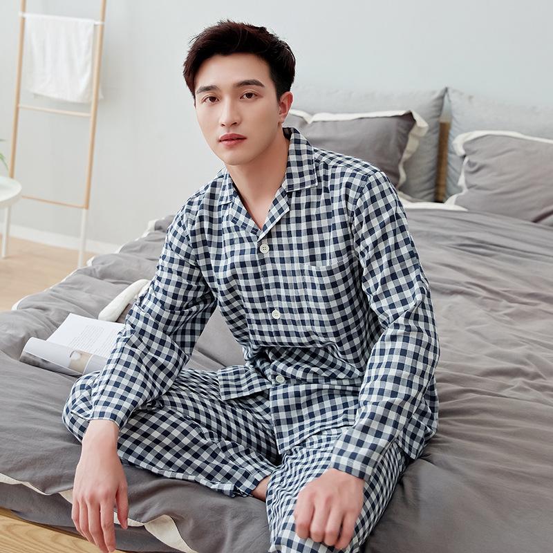 Long Sleeve Pure Cotton Gauze Pajamas - Spring & Autumn Couple Style