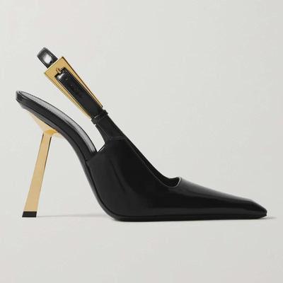 2024 Elegante kleine quadratische Stiletto-Sandalen mit Ein-Wort-Schnalle – vielseitiges High-End-Design