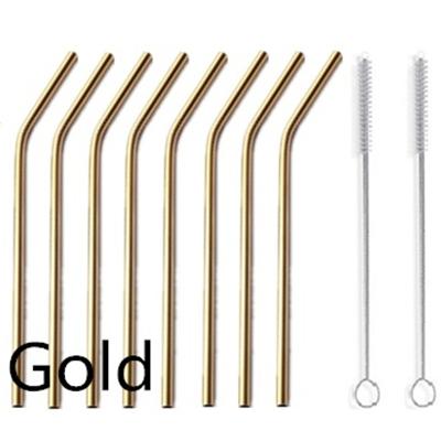 Metal Straw Reusable Drinking Straws Stainless Steel Bag Straw 8pcs Straws + 2pcs Brushs + 1pcs Bag Barware