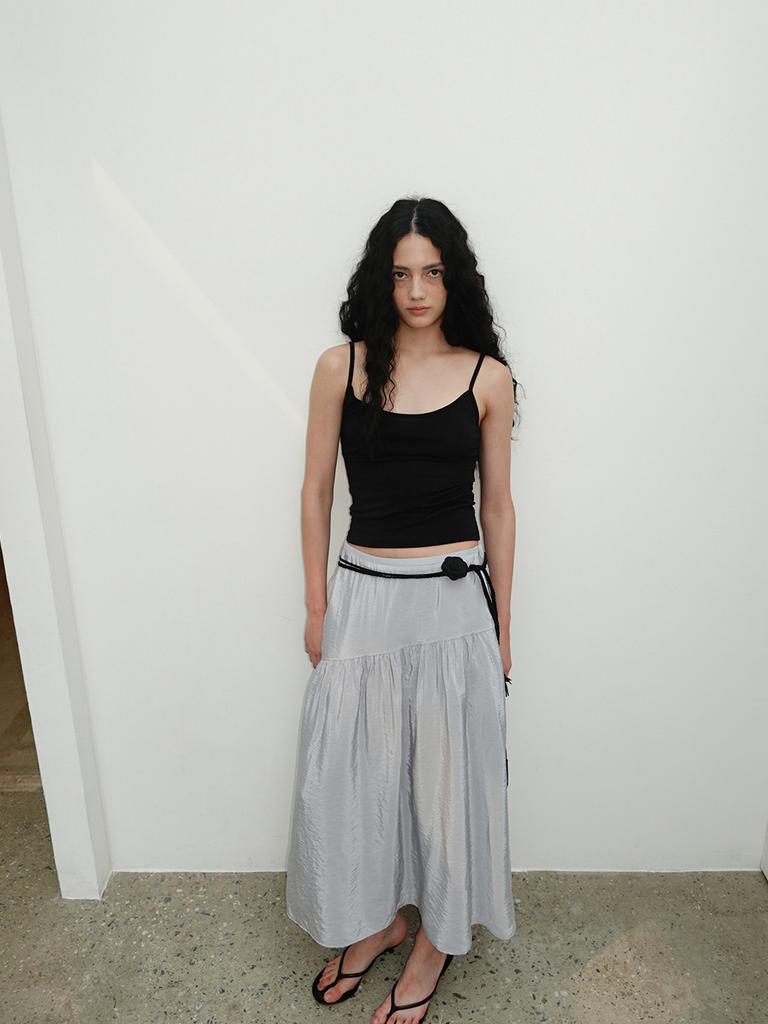 Text Room Emma Shirred Skirt_Light Blue