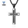 Європейсько-американський інкрустований камінням хрест чоловічий багатошаровий кулон-намисто з нержавіючої сталі
